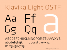 Klavika Light OSTF Version 001.000 Font Sample