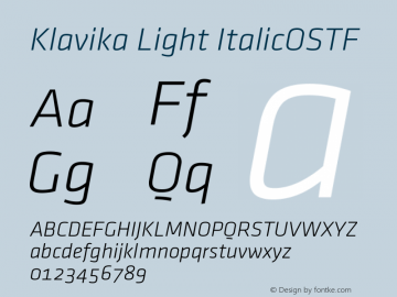 Klavika Light ItalicOSTF Version 001.000图片样张