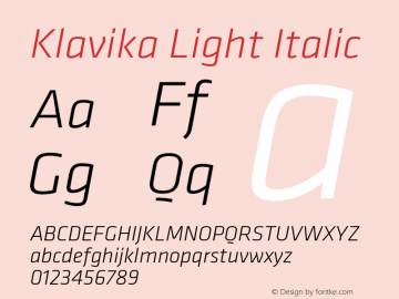 Klavika Light Italic 001.000 Font Sample