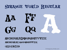 Strange world Regular December 16, 2004 Font Sample