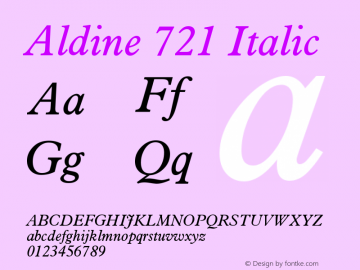 Aldine 721 Italic Version 003.001 Font Sample