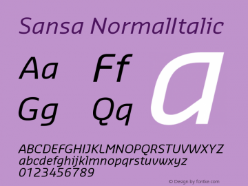 Sansa NormalItalic Version 001.000 Font Sample