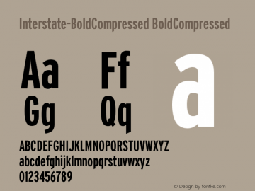 Interstate-BoldCompressed BoldCompressed Version 001.000 Font Sample