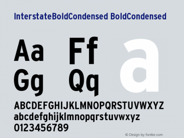 InterstateBoldCondensed BoldCondensed Version 001.001 Font Sample