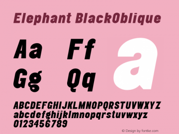 Elephant BlackOblique Version 001.000 Font Sample
