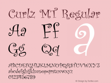 Curlz MT Regular Version 1.01 Font Sample