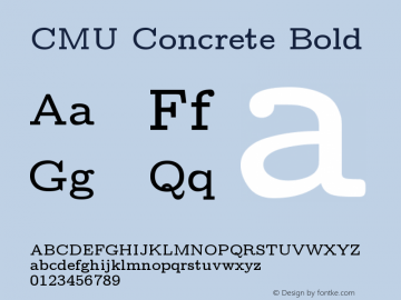 CMU Concrete Bold Version 0.5.0 Font Sample