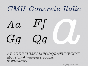 CMU Concrete Italic Version 0.5.0 Font Sample