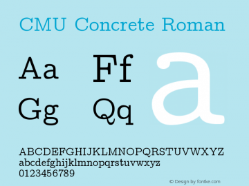 CMU Concrete Roman Version 0.6.0 Font Sample