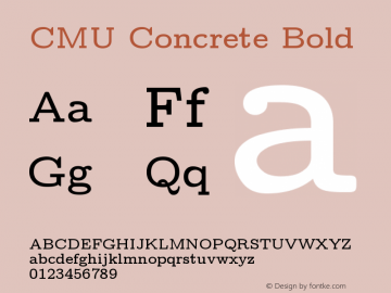 CMU Concrete Bold Version 0.6.1 Font Sample