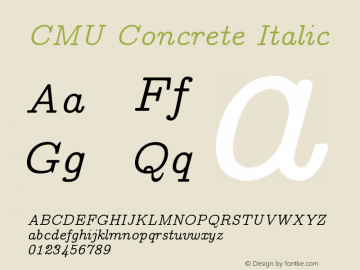 CMU Concrete Italic Version 0.6.1 Font Sample