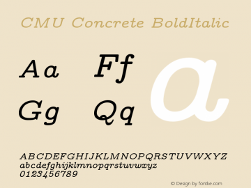 CMU Concrete BoldItalic Version 0.6.2 Font Sample