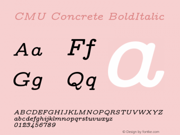 CMU Concrete BoldItalic Version 0.6.3 Font Sample