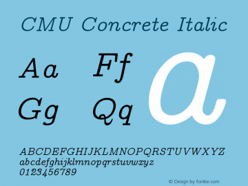 CMU Concrete Italic Version 0.6.3 Font Sample