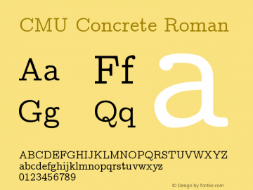 CMU Concrete Roman Version 0.6.3a Font Sample