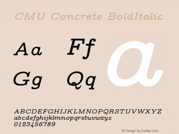 CMU Concrete BoldItalic Version 0.7.0 Font Sample