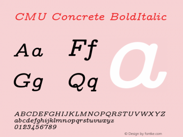 CMU Concrete BoldItalic Version 0.7.0 Font Sample