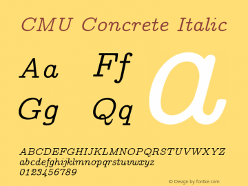 CMU Concrete Italic Version 0.7.0 Font Sample