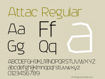 Attac Regular Version 001.000 Font Sample