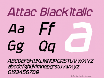Attac BlackItalic Version 001.000 Font Sample