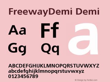FreewayDemi Demi Version 001.001 Font Sample