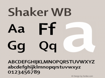 Shaker WB Version 001.001 Font Sample