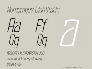 Komunique LightItalic Version 001.000 Font Sample