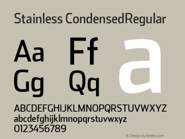 Stainless CondensedRegular Version 001.000 Font Sample
