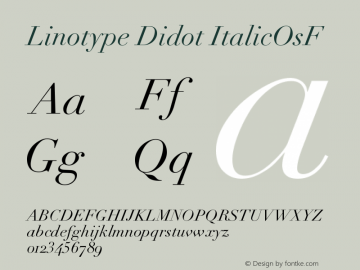 Linotype Didot ItalicOsF Version 001.000 Font Sample