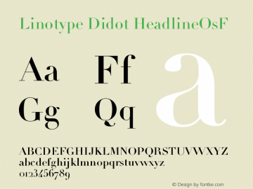 Linotype Didot HeadlineOsF Version 001.000 Font Sample