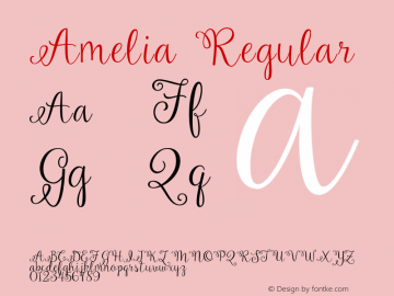 Amelia Regular Version 1.000;PS 001.000;hotconv 1.0.70;makeotf.lib2.5.58329图片样张