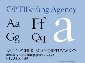 OPTIBerling Agency Version 001.000 Font Sample