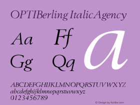 OPTIBerling ItalicAgency Version 001.000 Font Sample