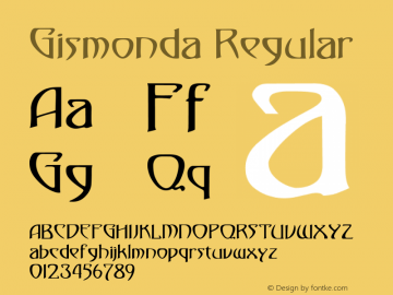 Gismonda Regular Converted from C:\TEMP\GISMONDA.TF1 by ALLTYPE Font Sample