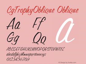 CgTrophyOblique Oblique Version 001.000 Font Sample