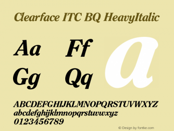 Clearface ITC BQ HeavyItalic Version 001.000图片样张