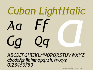 Cuban LightItalic Macromedia Fontographer 4.1 10/23/2002图片样张