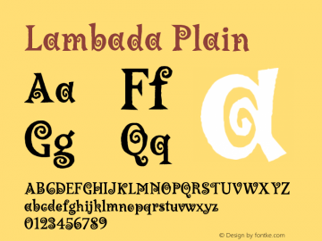 Lambada Plain Version 1.0 Font Sample