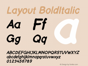 Layout BoldItalic Version 001.000 Font Sample