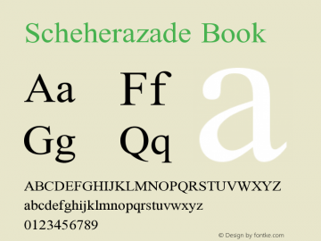 Scheherazade Book Version 1.005 (build 117/117 Font Sample