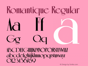 Romantique Regular Unknown Font Sample