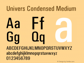 Univers Condensed Medium Version 1.3 (Hewlett-Packard) Font Sample