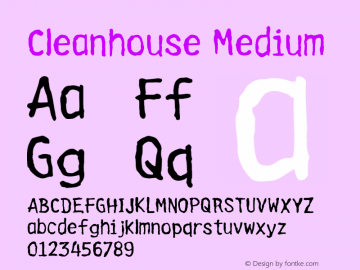 Cleanhouse Medium Version 001.000 Font Sample