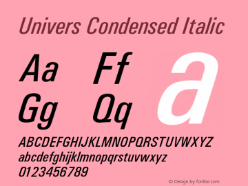 Univers Condensed Italic Version 1.02a图片样张