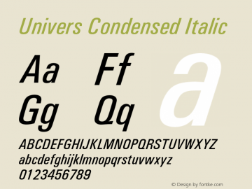 Univers Condensed Italic Version 1.00图片样张