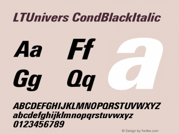 LTUnivers CondBlackItalic Version 003.000图片样张