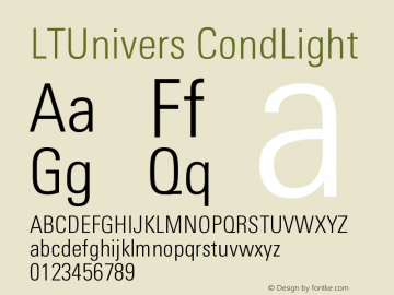 LTUnivers CondLight Version 003.000 Font Sample