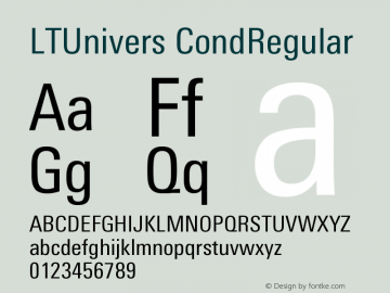 LTUnivers CondRegular Version 003.000 Font Sample