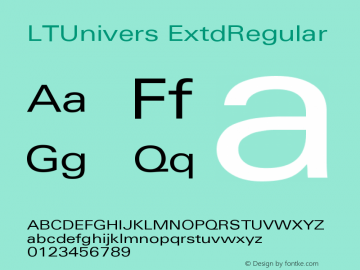 LTUnivers ExtdRegular Version 003.000图片样张