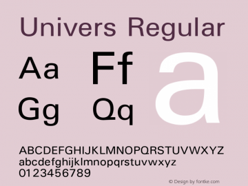 Univers Regular Version 1.02a图片样张